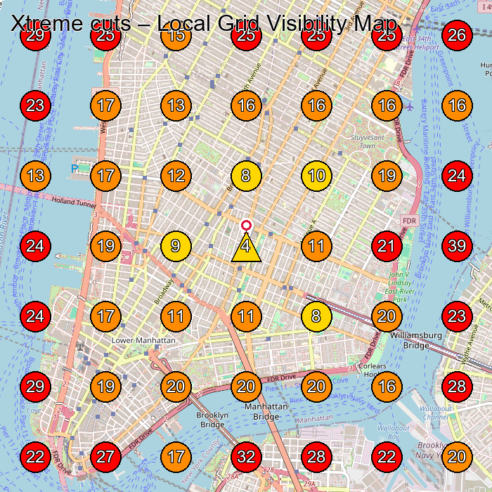 Xtreme cuts GeoGrid visibility map for Barber Shop in New York